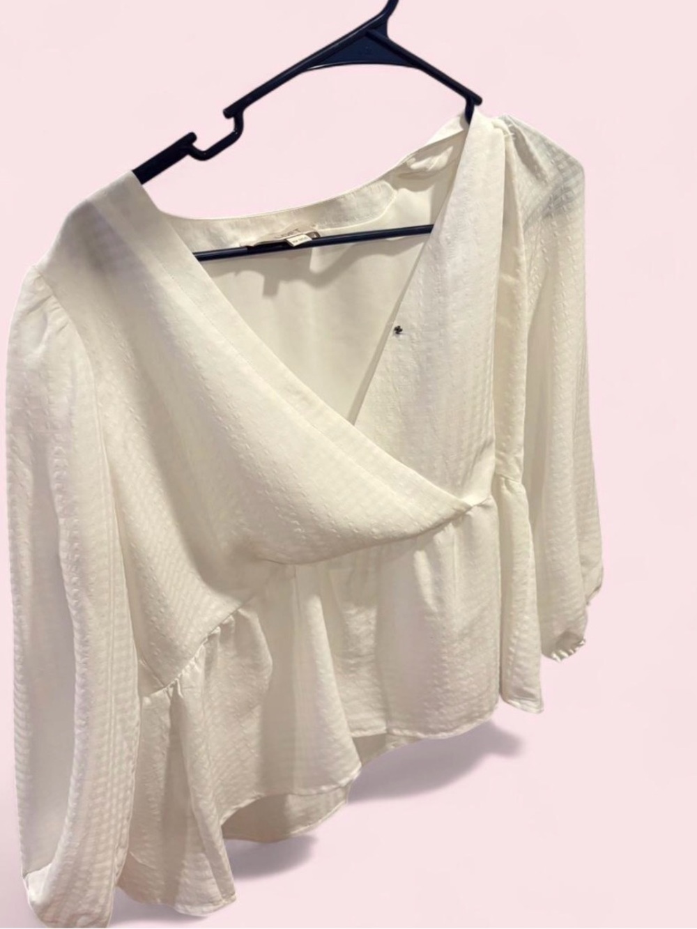 LOFT Cream Wrap Peplum Blouse